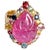 Bochic “Orient” Carved Ruby & Multi Sapphire Cluster Ring Set 18K & Silver, Size 6.5 For Sale