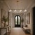 Modern Linear Chandelier 4 Light, Matte Off White Dome Pendant Light Brass Dining Room Fixture, Kitchen Island Lighting, Minimalist Light For Sale - Image 10 of 12