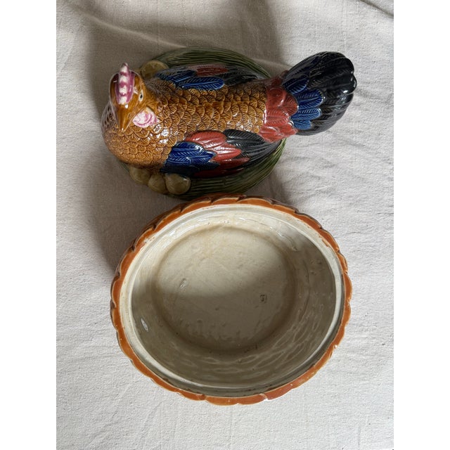 Large Vintage Majolica Hen on Nest Tureen For Sale - Image 10 of 13