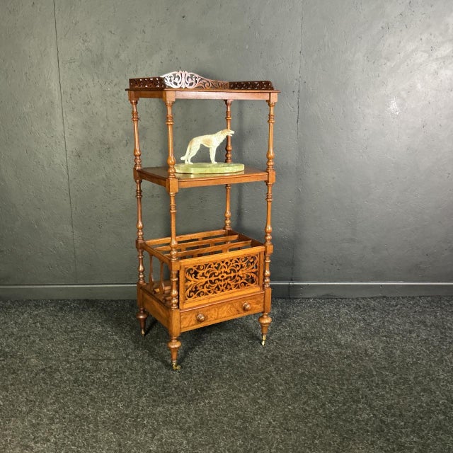 Victorian Burr Walnut Whatnot, Canterbury, 1865 For Sale - Image 6 of 8