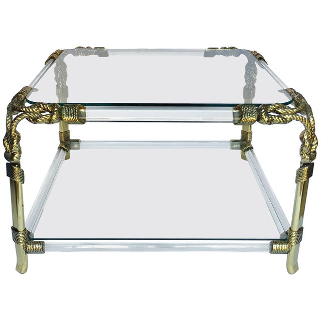 Transparent Hollywood Regency Style Sculptural Rope Cocktail Table by Meubles Curvasa, Spain For Sale - Image 8 of 8