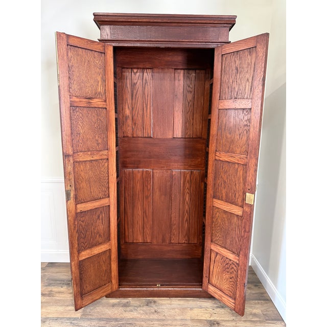 Traditional Early 20th Century Quarter Sawn Oak Tall Cabinet / Pantry For Sale - Image 3 of 18