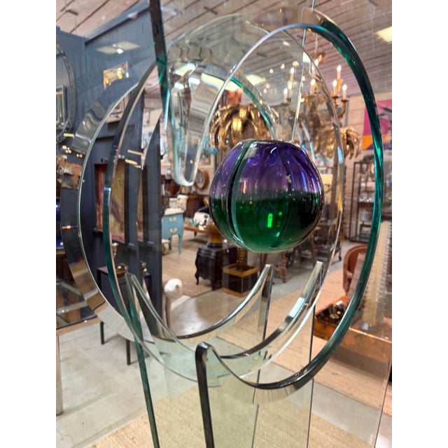 Monumental Studio Glass Architectural Sculpture with Suspended Sommerso Vase For Sale - Image 13 of 13