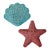 1980s Vintage Coastal Boho Chic Wicker Clam Shell & Starfish Sculptural Wall Objects - A Pair. For Sale
