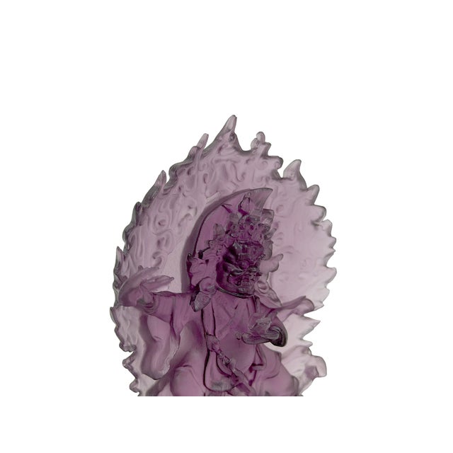 Glass 4" Amethyst Purple Crystal Glass Tibetan Guardian Deity Figure For Sale - Image 7 of 10