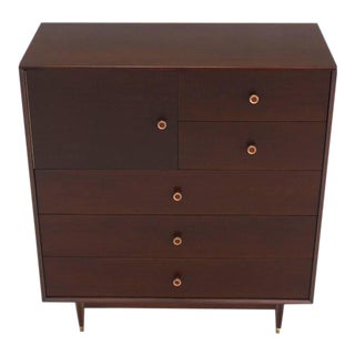 Mid Century Modern Walnut High Chest Dresser For Sale