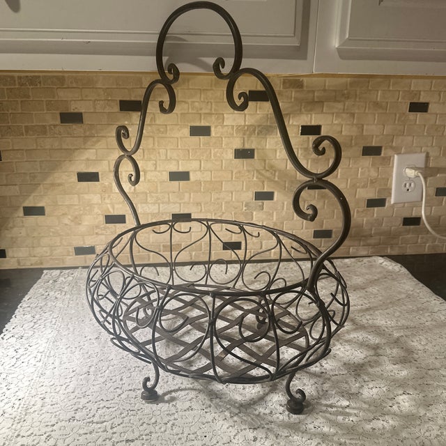 Coffee XL-Tall Metal, Footed Basket For Sale - Image 8 of 9