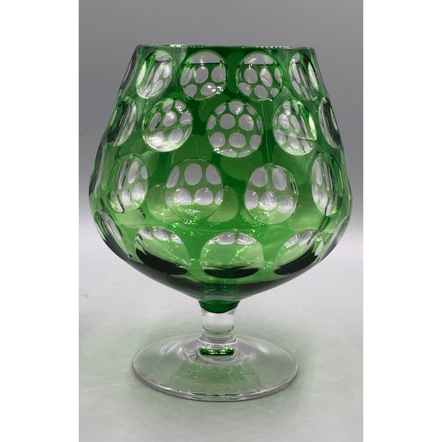 This exquisite, hand-blown art glass vase is an outstanding example of Bohemian mid-century modernism. Crafted from deep,...
