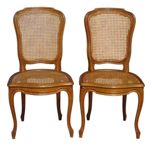 Louis XV Style Wooden and Cane Chairs, 1970s, Set of 2