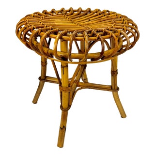 Mid-Century Bamboo and Rattan Stool from Franco Albini, Italy, 1960s For Sale
