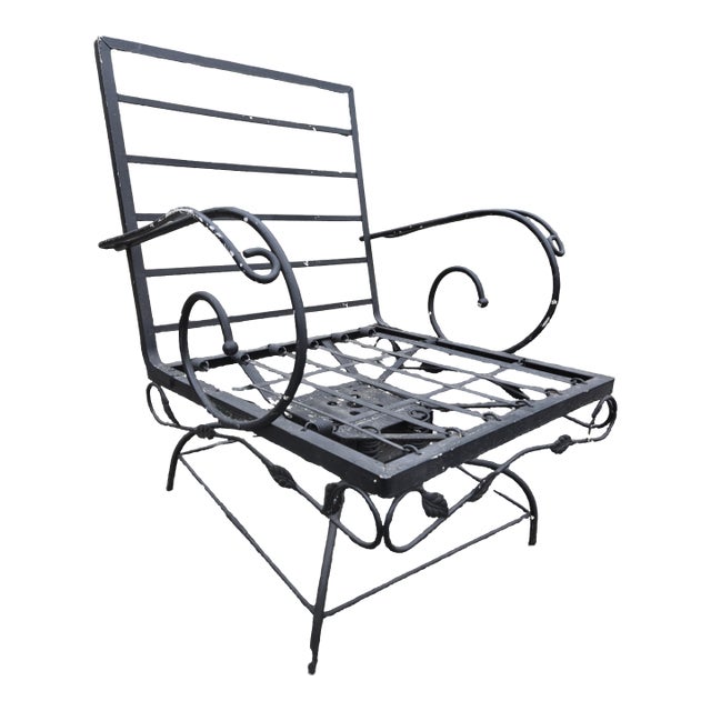 Vintage Wrought Iron Swivel Chair For Sale