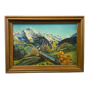 Vintage 1970's Original Oil Landscape Mountain Painting