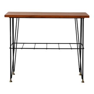 Vintage Scandinavian Bedside Table in Wood and Metal, 1950s For Sale