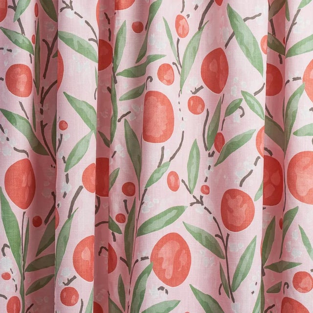 Schumacher Sample - Schumacher Mirabelle Fabric in Cherry & Blush For Sale - Image 4 of 5