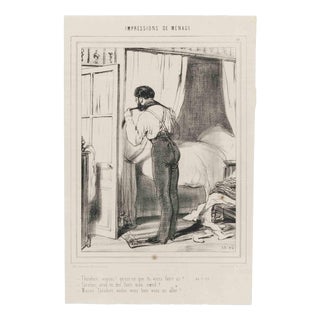 Paul Gavarni, Impressions of Ménage, Plate 10, Mid-19th Century, Lithograph For Sale