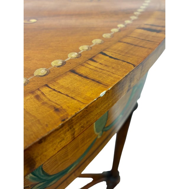 Late 20th Century Neoclassical Adam Style Paint-Decorated Demilune Console Table With Drawers For Sale - Image 11 of 11
