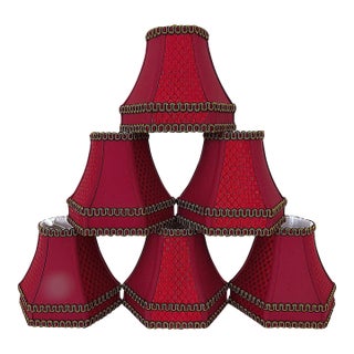 Set of 6 Clip-on Burgundy Red Custom Lamp Shades For Sale