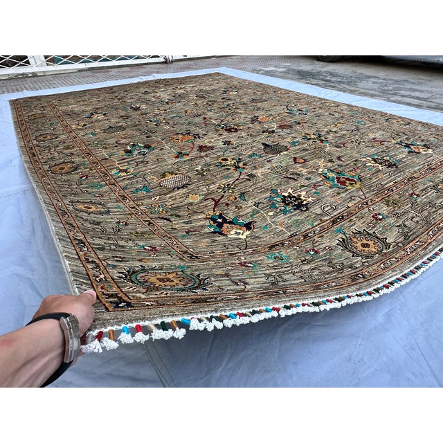 Hand-Knotted Afghan Sultanabad Chobi Wool Area Rug - 8'10" X 12'0" For Sale - Image 4 of 15