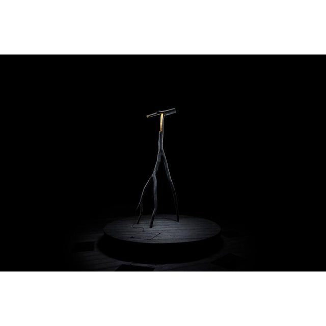 Contemporary Charred & Gold Snappy Tree Friend Floor Light by Marco Iannicelli For Sale - Image 3 of 12