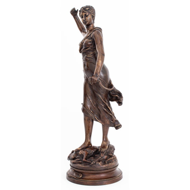 Henri Louis Levasseur (French,1853-1934) "Diane Chasseresse" Patinated Bronze Sculpture, 19th century, depicting Diane...
