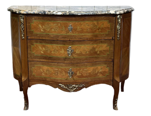 Louis XV Commode in Rosewood, Oak and Marble Top, 1960s
