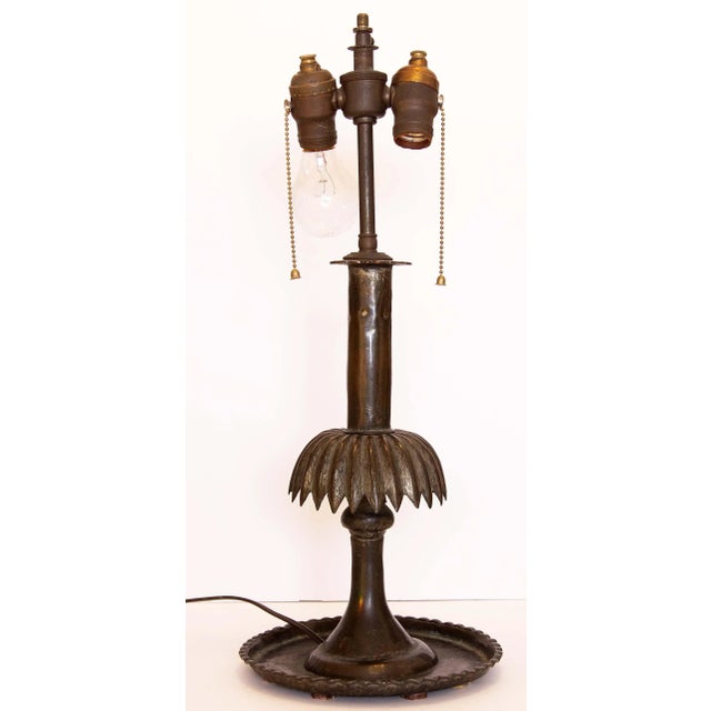 Traditional Early 20th Century Pleated Mica Shade Table Lamp For Sale - Image 3 of 6