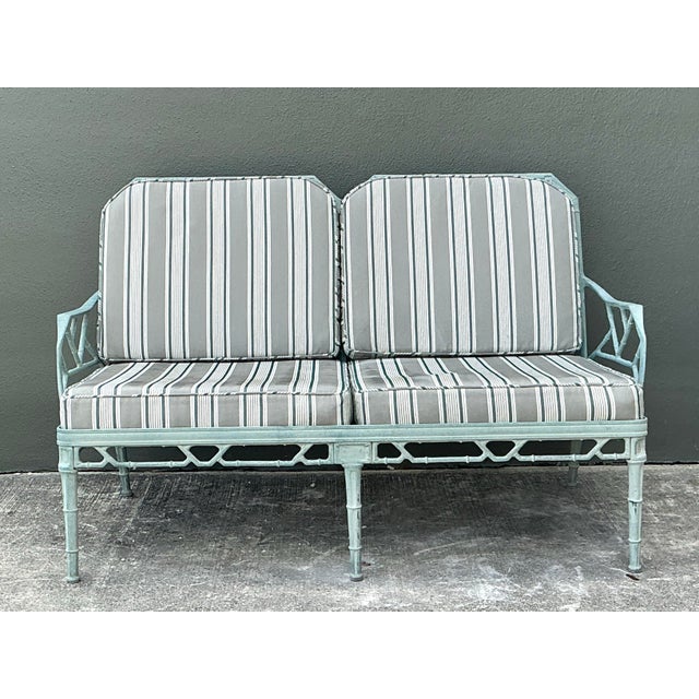 Vintage Cast Aluminum “Calcutta” Love Seat After Brown Jordan For Sale In West Palm - Image 6 of 12
