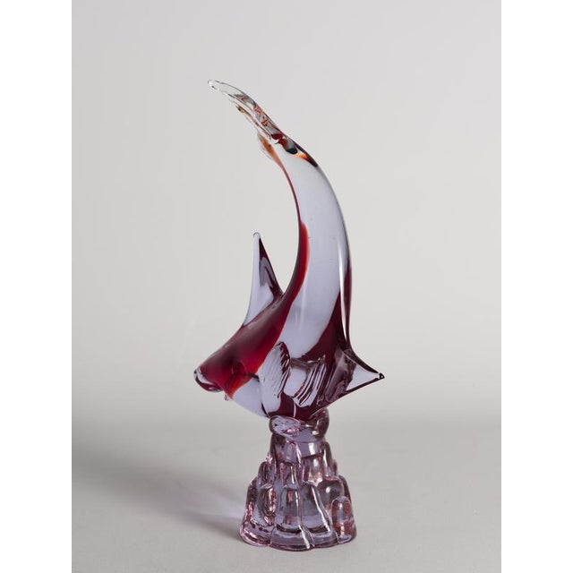 Glass Hand-Blown Purple and Red Murano Glass Fish Sculpture, Italy, 1970s For Sale - Image 7 of 16