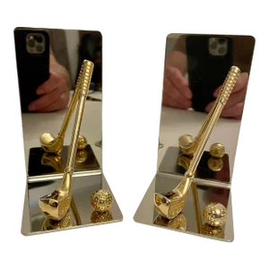 Brass and Chrome Golf Club Bookends