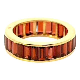 7.3 Ct Garnet Gemstone Stacking Eternity Band Ring 18k Solid Yellow Gold Size 7 (All Sizes Available) For Sale