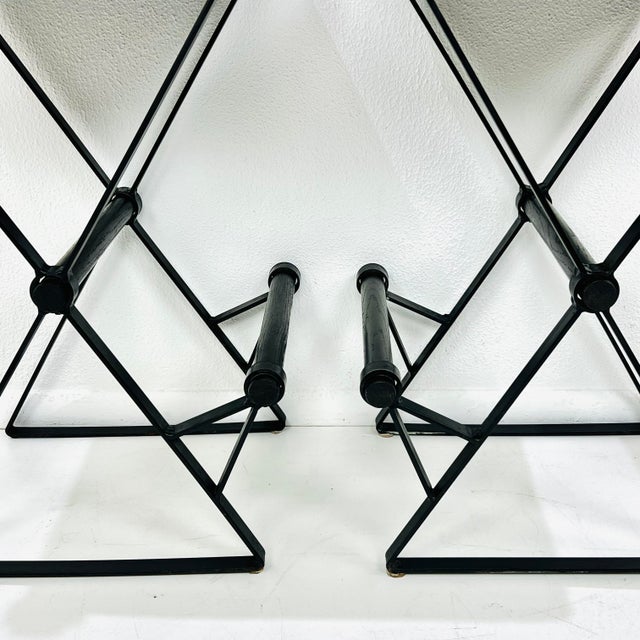 1970s Pair of Iron & Ostrich Leather Barstools in the Style of Cleo Baldon For Sale - Image 18 of 18