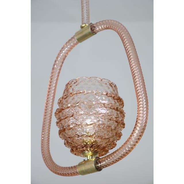 1940s Amazing Pink Art Deco Barovier E Toso Chandelier, Glass Murano For Sale - Image 4 of 16