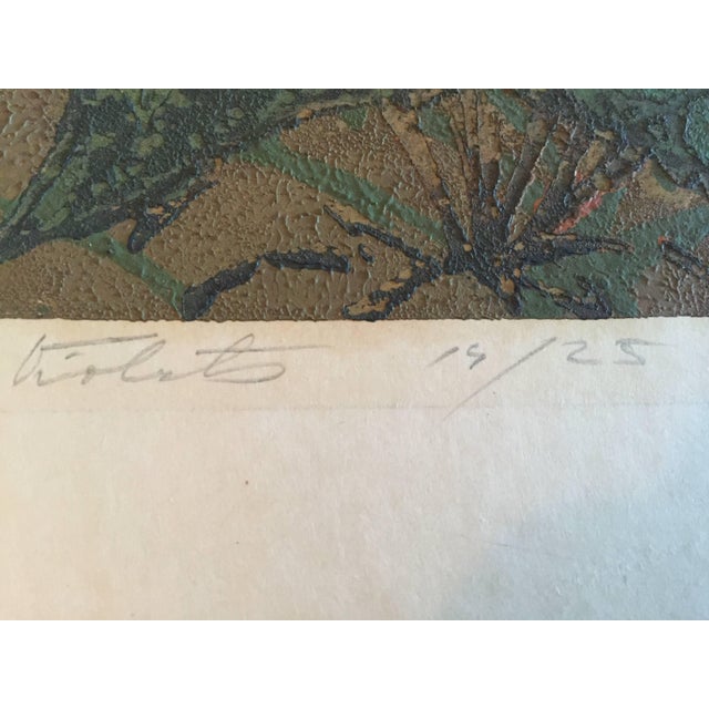 Art Deco Joseph Domjan, Violets, 1957 For Sale - Image 3 of 4