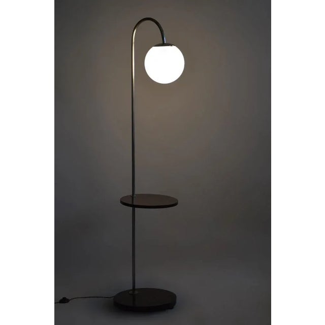 Bauhaus Floor Lamp in Beech and Chrome, Former Czechoslovakia, 1930s For Sale - Image 9 of 10