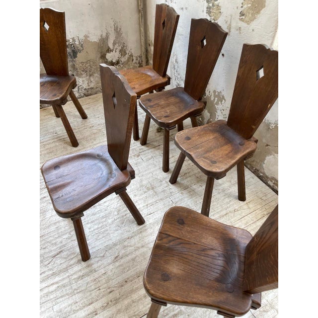 Vintage Oak Folk Art Chairs, 1950s, Set of 6 For Sale - Image 12 of 18