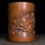 Chinoiserie Hand-Carved Bamboo Brush Pot With Pomegranate Motif For Sale - Image 3 of 9