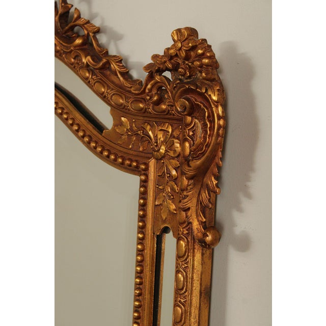 Gold Mid 20th Century Large Ornately Gilt Carved Wall Mirror For Sale - Image 8 of 18