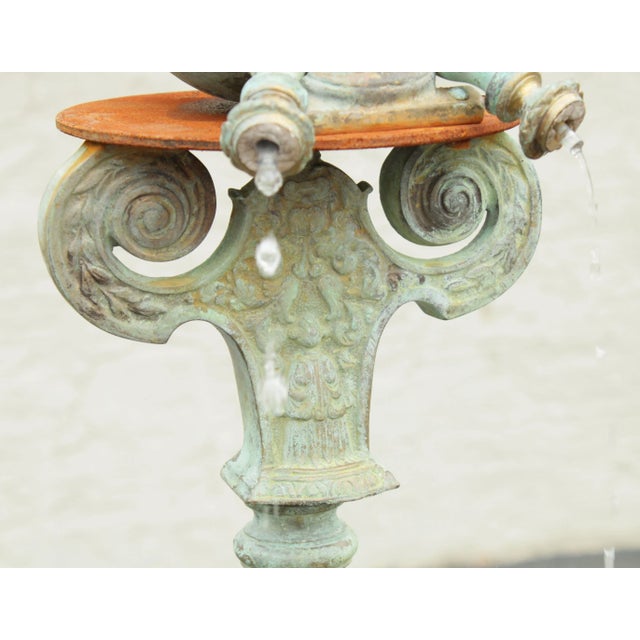 Italian Renaissance Style Cast Stone & Bronze Garden Fountain For Sale In Philadelphia - Image 6 of 13