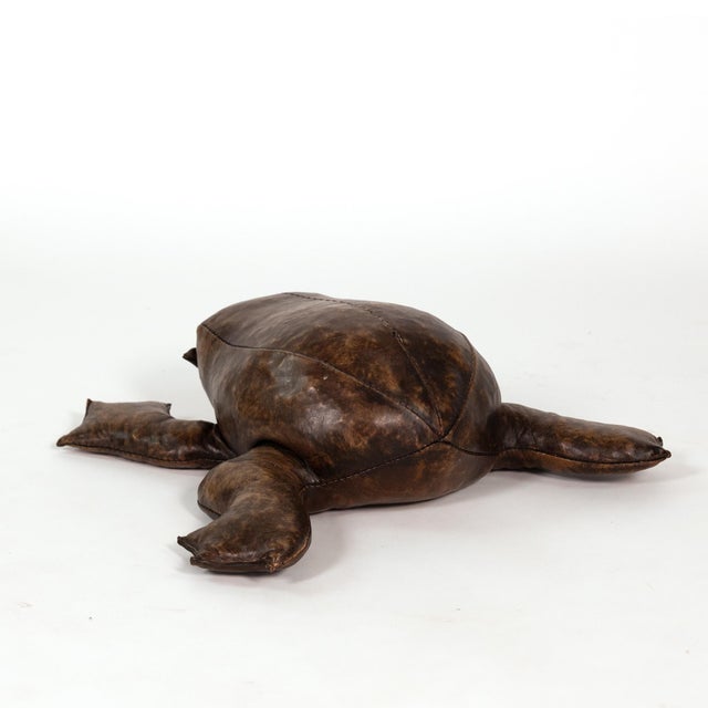 English Leather Frog Footstool in the Manner of Dimitri Omersa For Sale - Image 3 of 9