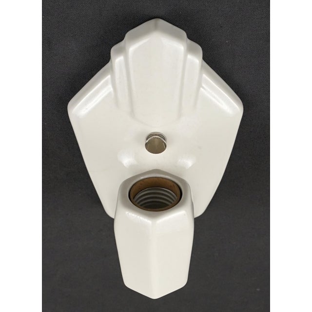 Mid 20th Century Restored Art Deco White Porcelain Wall Sconce For Sale - Image 4 of 6