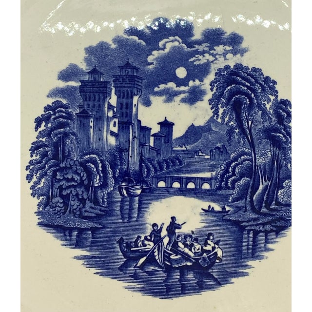 Late 19th Century Antique Late 19th Century Ridgways Blue & White “Rhine” Transferware Chop Plate For Sale - Image 5 of 13
