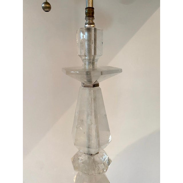Contemporary Late 20th Century Rock Crystal Candlestick Table Lamp For Sale - Image 3 of 5
