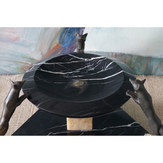 1930s Art Deco French Marble Bowl with Bronze Foxes, 1930s For Sale - Image 5 of 9