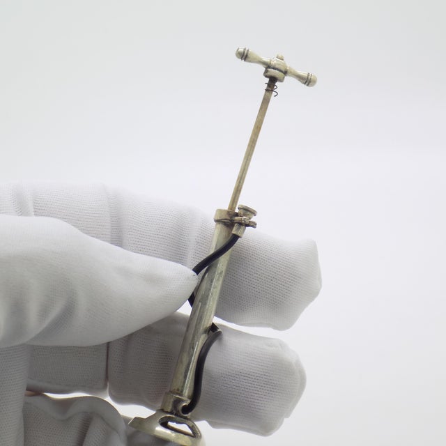 Metal Vintage Italian Silver 800 Bicycle Pump Figurine by Raspini, Arezzo, 1970s For Sale - Image 7 of 12
