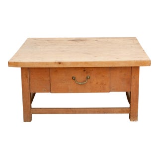 1800's English Sycamore Coffee Table W/ 1 Drawer For Sale