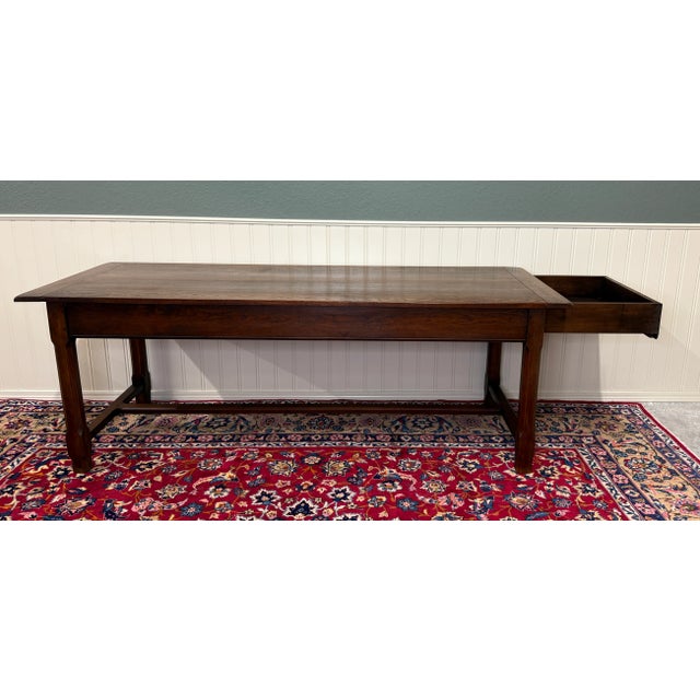 French Country Antique French Country Farm Dining Table Farmhouse Baker's Table Drawer Oak For Sale - Image 3 of 18