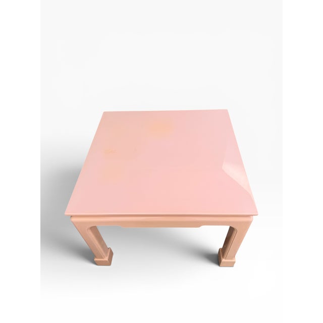 Vintage Peach Lacquer Chinoiserie Side Tables – Pair For Sale - Image 9 of 13