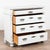 Antique pine chest of four drawers, with traditional fluted carving along the top narrow top drawer. Half column details...
