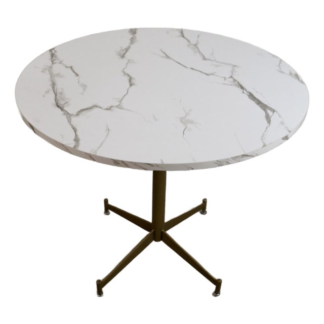 Mid-Century Modern Style Custom Faux Marble Dining Table For Sale