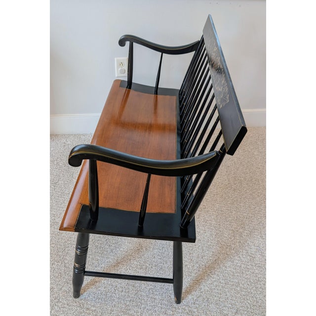 American Hitchcock Stenciled Deacon Bench From Early 1970s For Sale - Image 3 of 7